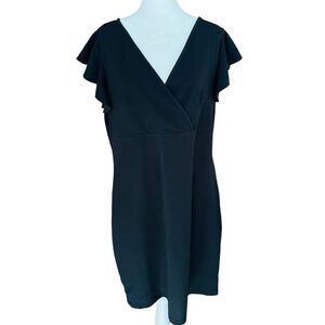 SHEIN Curve black faux wrap style dress with small flutter sleeves size 1X
